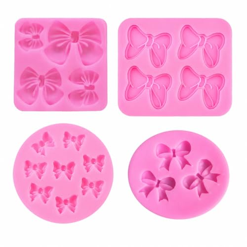 4 Pack Silicone Bow Molds for Cake Decorating and Candy Making