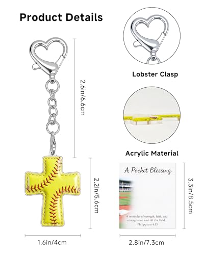 Softball Pocket Cross with Verse Card - Encouragement Gift for Players