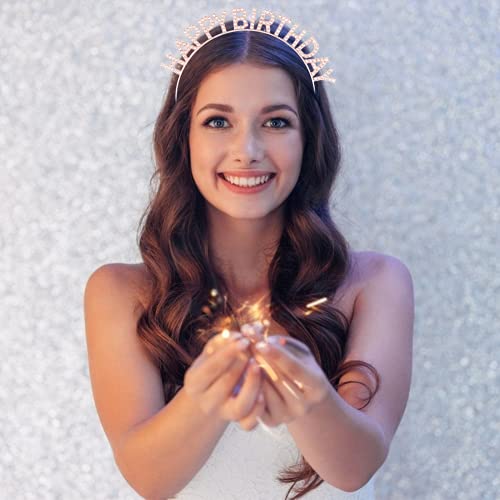 CIEHER Rose Gold Birthday Tiara and Queen Crown Headband