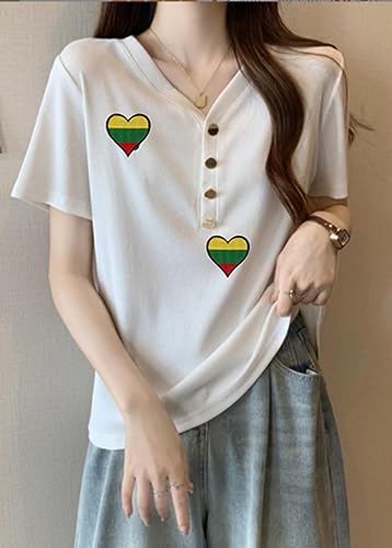 Lithuania Flag Heart Shaped Patch - Iron On or Sew On