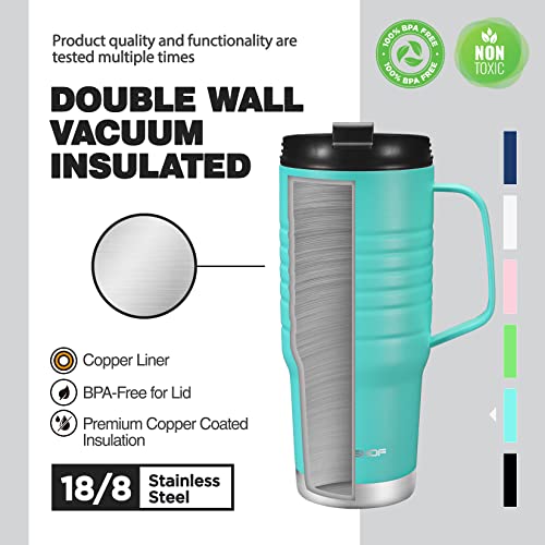 HAUSHOF 24 oz Stainless Steel Travel Mug with Leakproof Lid