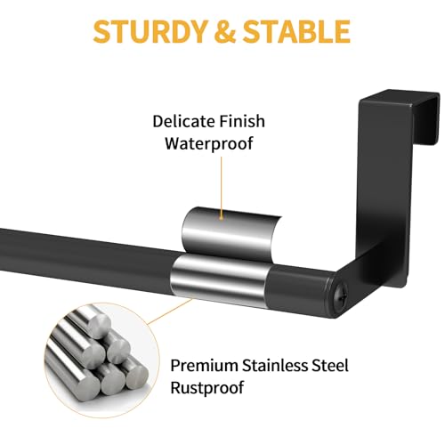 STWWO Over the Door Towel Rack for Kitchen Cabinet - Black