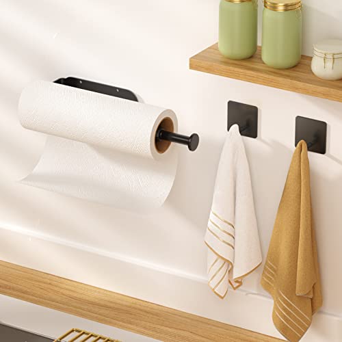 Winproper Black Under Cabinet Paper Towel Holder – Stainless Steel Wall Mount