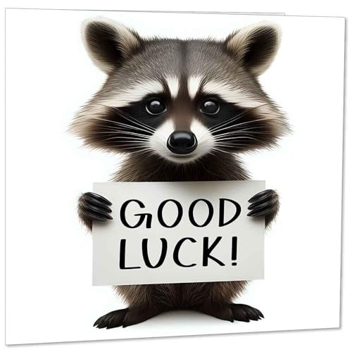 Good Luck Raccoon Colleague Leaving Card - Eco-Friendly 145mm