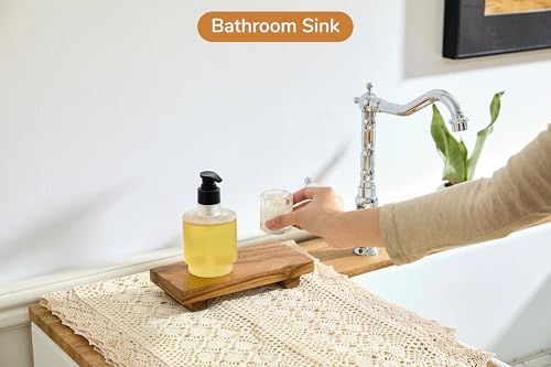 Zurklulu 8.5" x 4" Acacia Wood Riser Pedestal Stand - Small Kitchen Counter Organizer