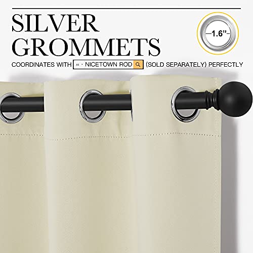 NICETOWN Beige Kitchen Curtains - Thermal Insulated Grommet Draperies, 42" x 50" (Pack of 2)