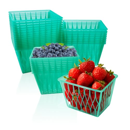 20 Pack Plastic Berry Baskets - 4-Inch Fruit & Vegetable Storage