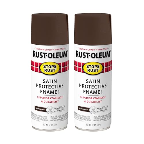 Rust-Oleum Stops Rust Spray Paint, Satin Dark Brown, 2 Pack