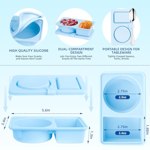 Tizuxa 3-Pack Silicone Snack Containers - Double Compartment Mix