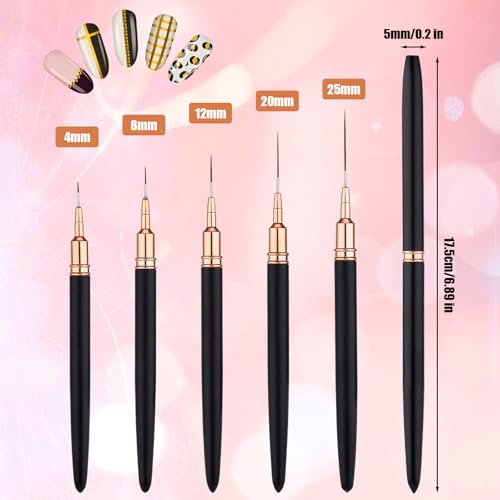 Gosknor 5pcs Nail Art Liner Brushes Set - Fine Detail Drawing Tools
