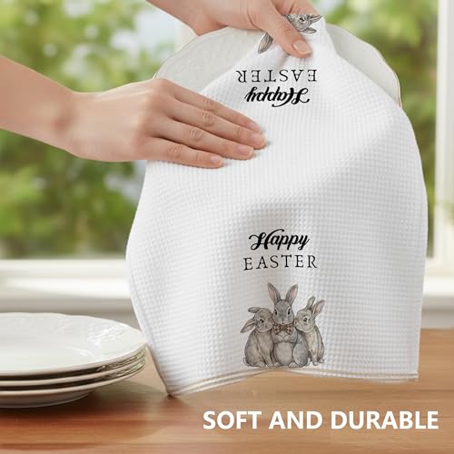 Easter Bunny Waffle Weave Kitchen Towel - 16x24 Inch Farmhouse Decor Color13