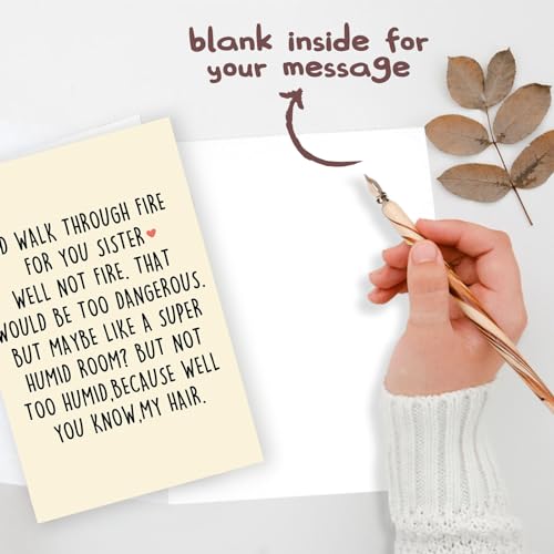 Funny Sister Birthday Card with Envelope - Humorous Gift from Sister