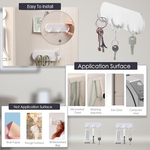 Kwude 2-Pack Magnetic Key Holder Hooks for Refrigerator and Metal Surfaces