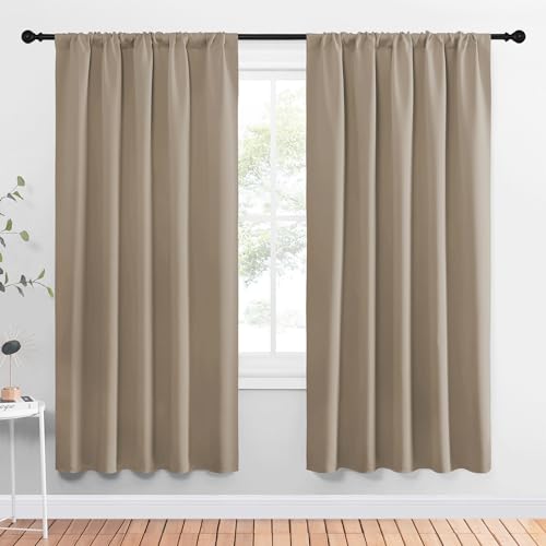 NICETOWN Blackout Curtains - 52x72 Inch Thermal Insulated Drapes, Taupe (2 Pack)