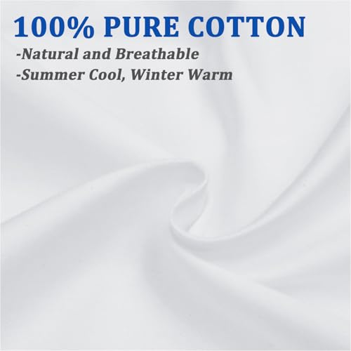 Precoco 100% Cotton Queen Pillowcases - 600 Thread Count, 2 Pack, White