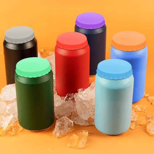 6-Pack Silicone Soda Can Lids - Reusable BPA-Free Covers for Standard Cans