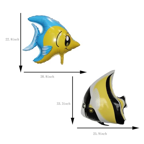 9PCS Under the Sea Fish Balloons Set - Clownfish & Tropical Sea Creatures Foil Balloons for Baby Shower & Party Decorations
