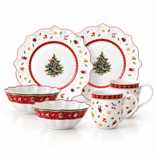 Villeroy & Boch Toy's Delight 6 Piece Christmas Breakfast Set - Red, Green, White