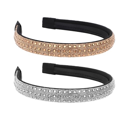 Esitrormi 2 PCS Rhinestone Headbands for Women Sparkly Hair Bands