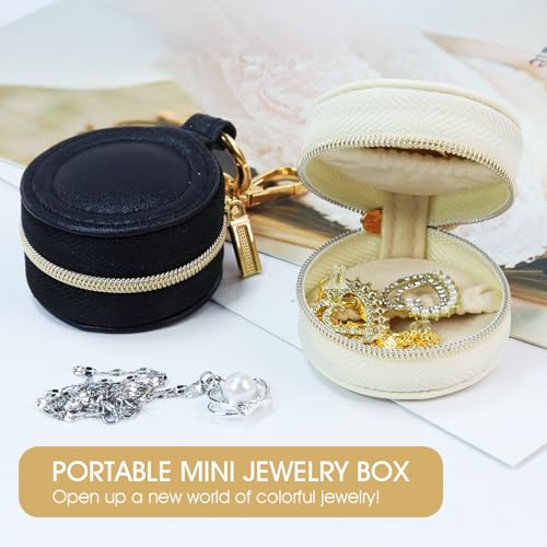 AUUTI Portable Ring Keychain Holder - Small Travel Jewelry Case, White