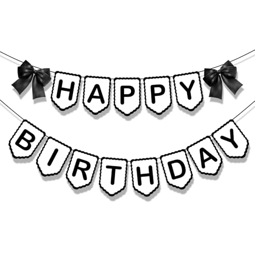Goth Birthday Banner Set with Black Bows - Easy to Hang Decor