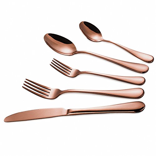 45-Piece Rose Gold Flatware Set for Weddings & Entertaining - Service for 8