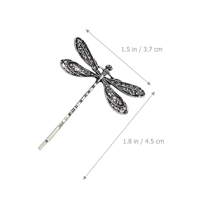 Silver Dragonfly Hair Clips Set of 4 Retro Antique Hair Barrettes