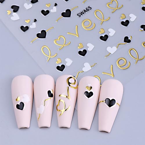 Valentine Heart Nail Art Stickers - 10 Sheets Self-Adhesive Decals
