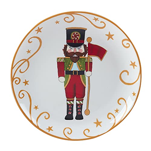 Holiday Magic Nutcracker Dessert Plates Set of 4 - Medium 9 Inch Christmas Dinnerware