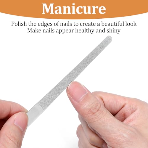 Xinjoduz 2Pcs Stainless Steel Diamond Nail Files with Pointed Tip