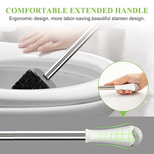 AONEZ Compact Toilet Brush & Holder with Stainless Steel Handle