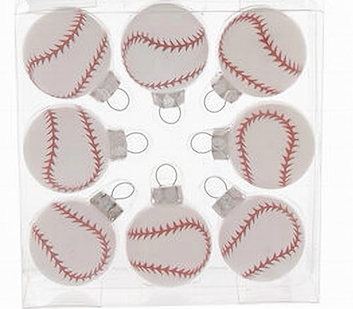 Mini Christmas Tree Ornaments - Small Baseball Shape, Set of 8