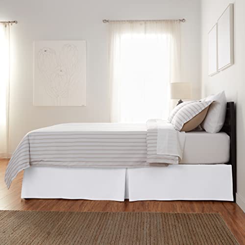 Amazon Basics Pleated Bed Skirt, Twin, Bright White, 16-inch Drop (8-Pack)