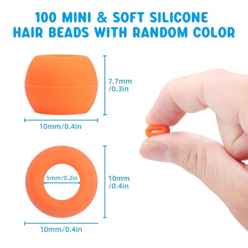 COSOOS Silicone Hair Beads for Braids with Quick Beaders and Rubber Bands
