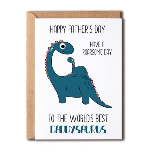 Daddysaurus Father's Day Card - World's Best Daddy Saurus Dinosaur Greeting Card