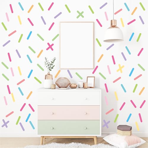 Pastel Rainbow Sprinkle Wall Decals - 300PCS Removable Confetti Stickers for Walls & Decor