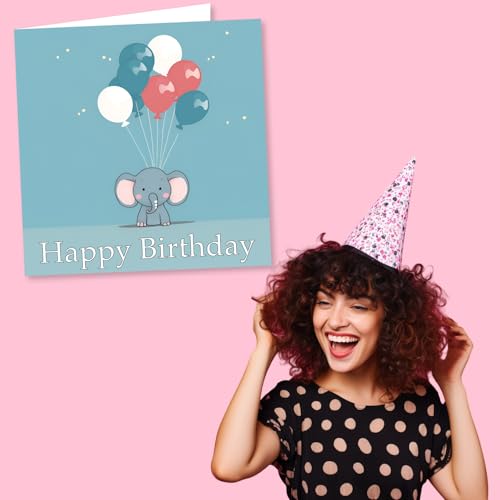 Cute Elephant Birthday Card - Handmade UK Design for Friends & Family
