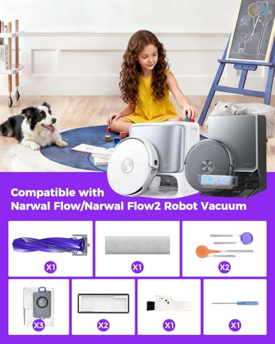 Yivy Accessory Kit for Narwal Flow Robot Vacuum - 12-Piece Replacement Set
