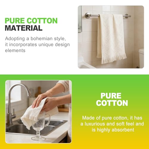 CeroDimo Boho Hand Towels Set - 2 Soft Cotton Towels (14x30 Inch)