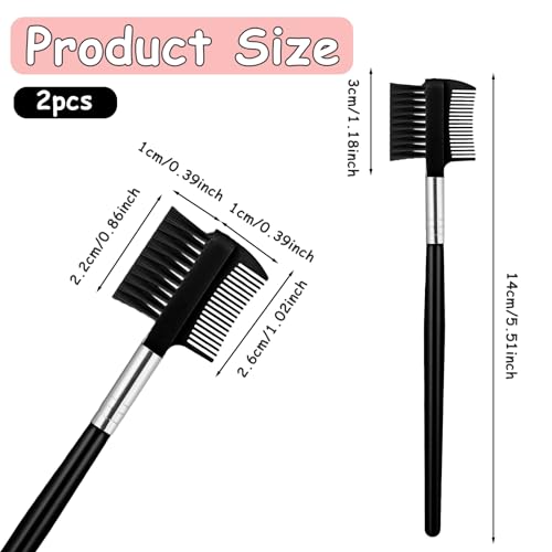 Salbsever 2Pcs Dual-Head Eyelash Comb and Eyebrow Brush Separator Tool