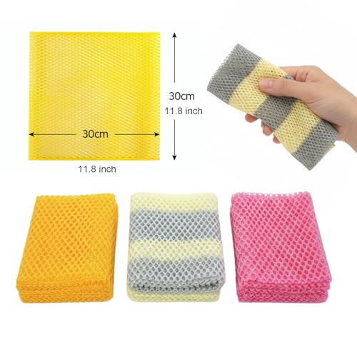 DEAD SKIN Mesh Scrubbing Cloths - 10-Pack Quick-Drying Cleaning Cloths 12x12 inches