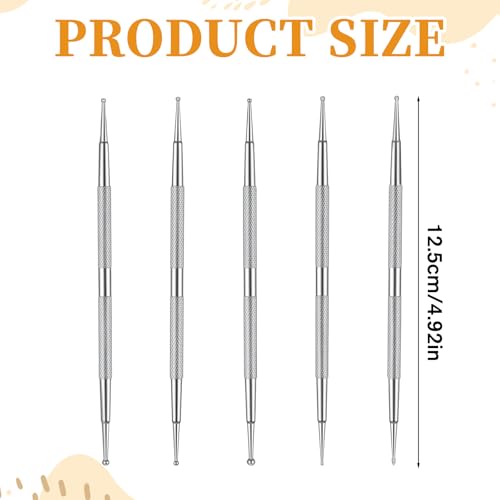 5 Pcs Double-Sided Nail Dotting Tool Stainless Steel Ball Pens