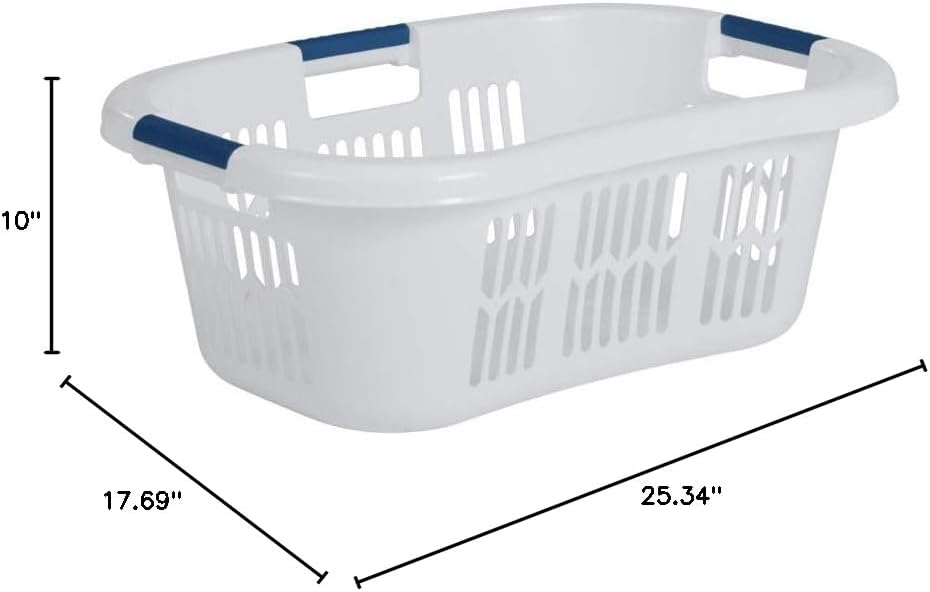 Skiennix Large Hip-Hugger Laundry Basket - 1.5-Bushel White Stackable Storage Bin for Home & Dorm