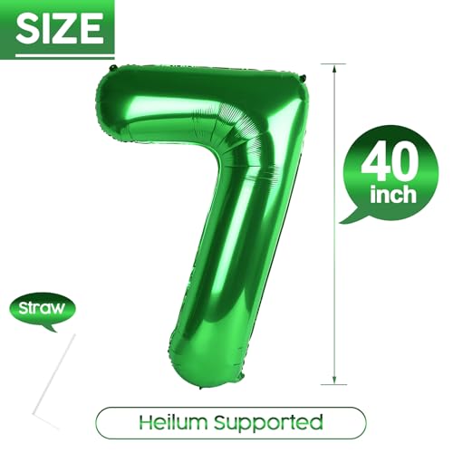 Number 7 Green Birthday Foil Balloon - 40 Inch Party Decoration