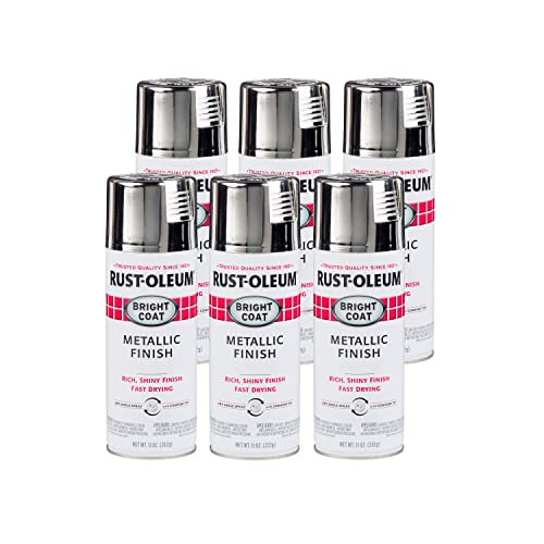 Rust-Oleum Metallic Spray Paint, Chrome, 11 Ounce (Pack of 6)