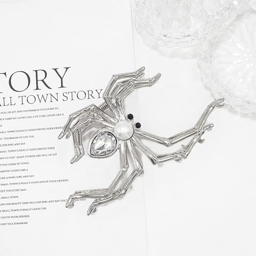Halloween Spider Hair Claw Clip Metal Silver Alloy Hair Clamp for Women