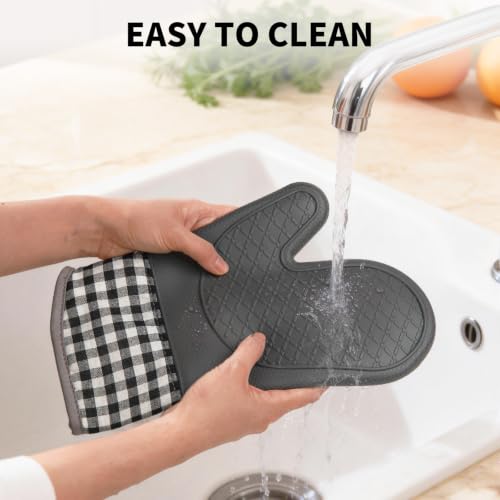 Tifanso 4PCS Silicone Oven Mitts & Pot Holders - Heat Resistant, Non-Slip Grip