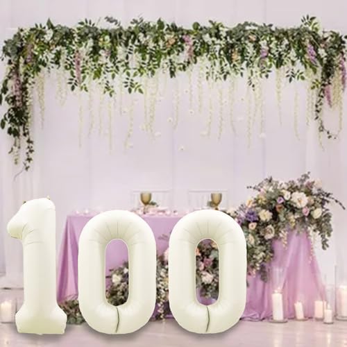 40-Inch Cream White Number 10 Foil Balloons for Celebrations