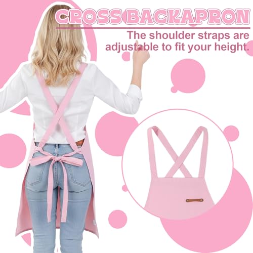 Adjustable Cross Back Apron for Women with Pockets - Kitchen Chef Apron