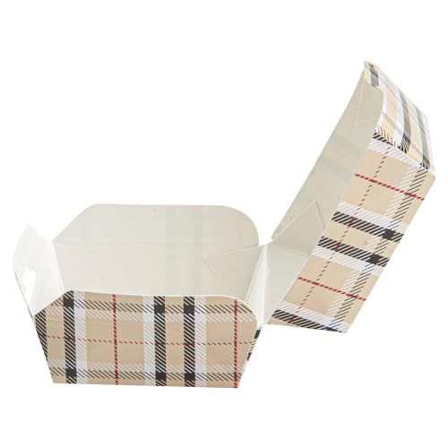 Restaurantware 2.5 x 2.5 x 2 Inch Mini Burger Boxes 100 Clamshell Food Containers - Hinged Lid Disposable Plaid Paper Take Out Boxes Serve Sliders Or Finger Foods